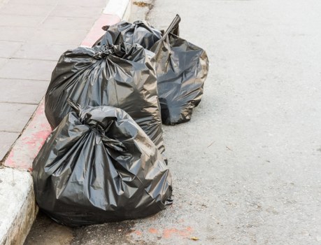 Waste collection team handling rubbish removal in a London residential street