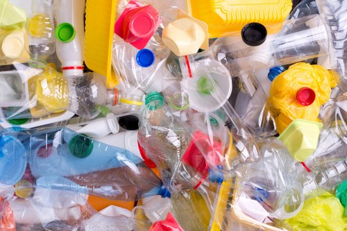 Transfer station sorting area handling mixed recyclable waste in London